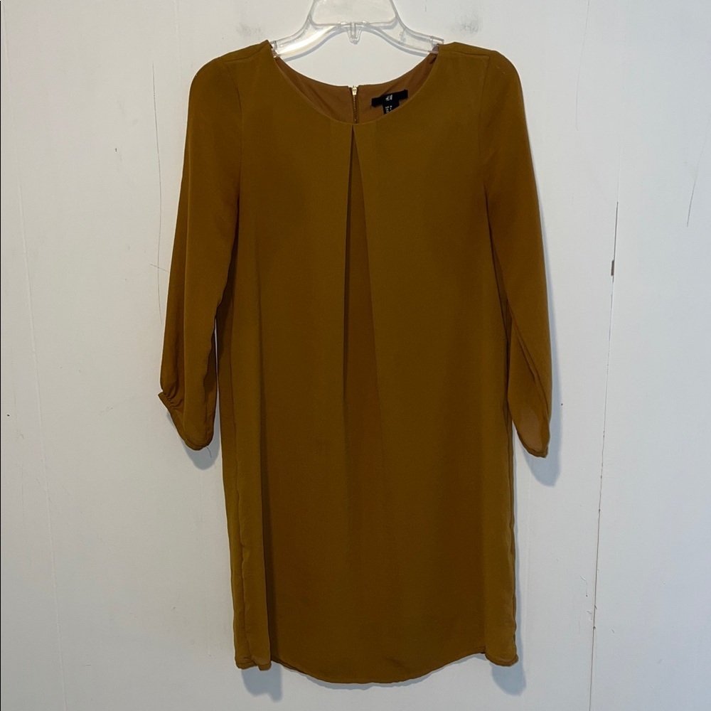 H&M Women’s Mustard Shift Dress Size 4 Zipper 0327266